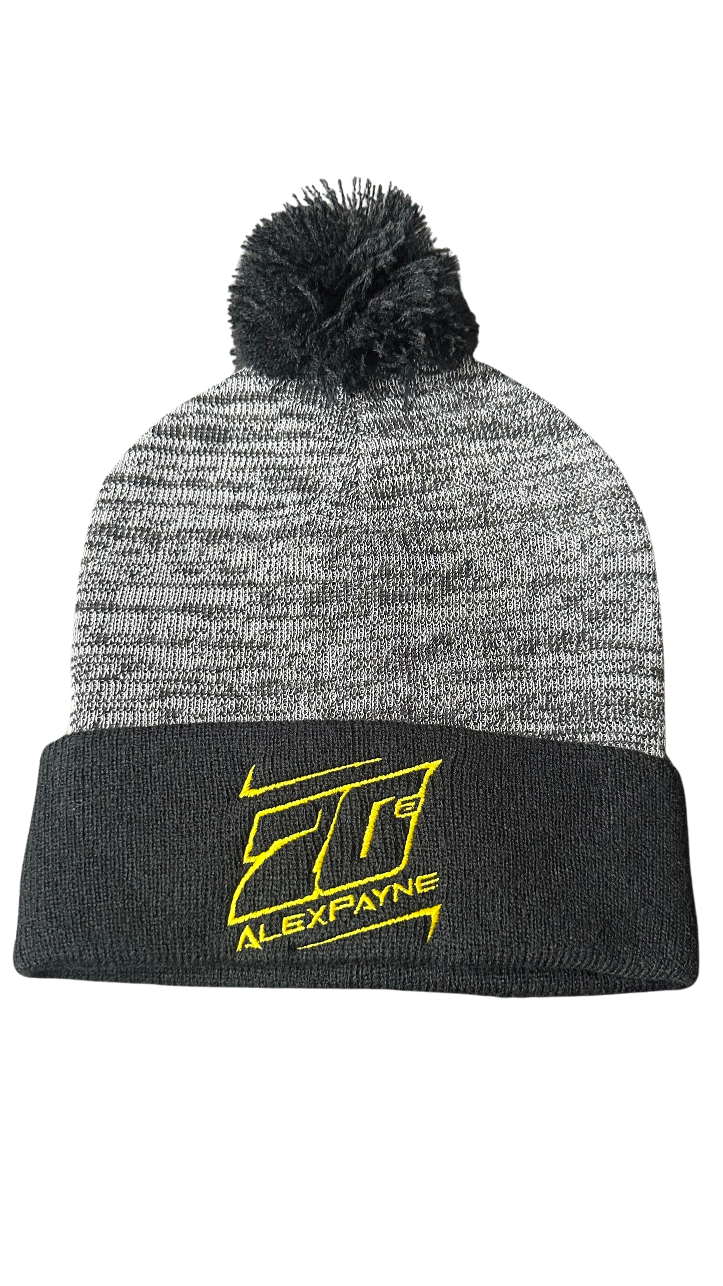 Black and Yellow 70A Beanie with Pom