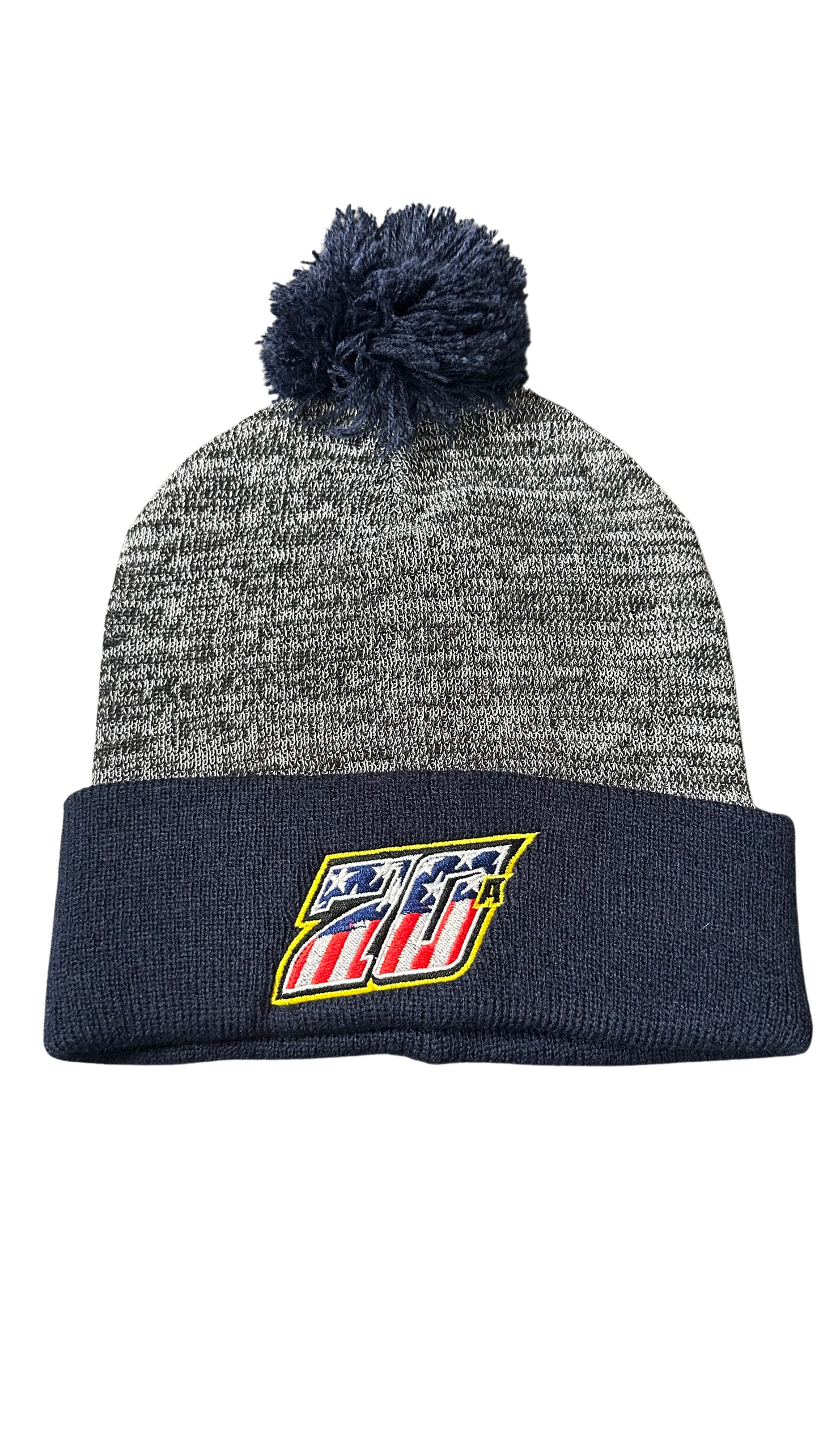 Navy 70A American Flag Beanie with Pom