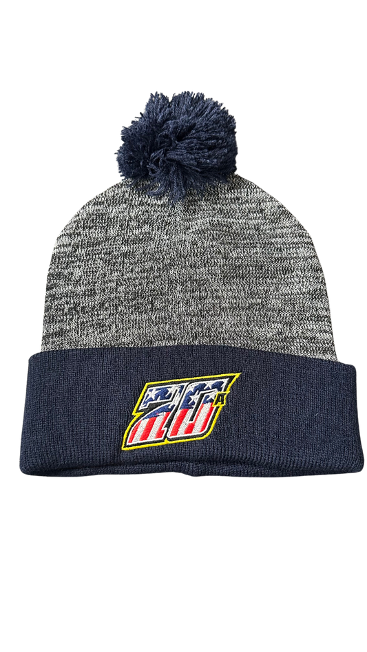 Navy 70A American Flag Beanie with Pom